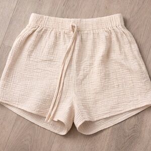 SHEIN Textured High Waist Beige Shorts Medium